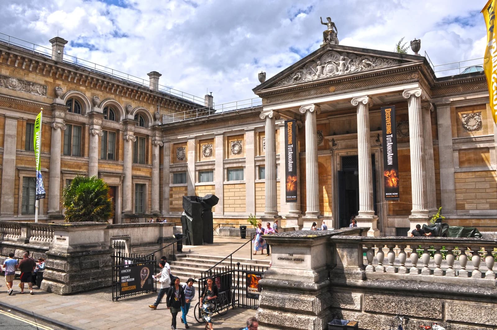 The neoclassical facade of the Ashmolean Museum on Beaumont Street, Oxford