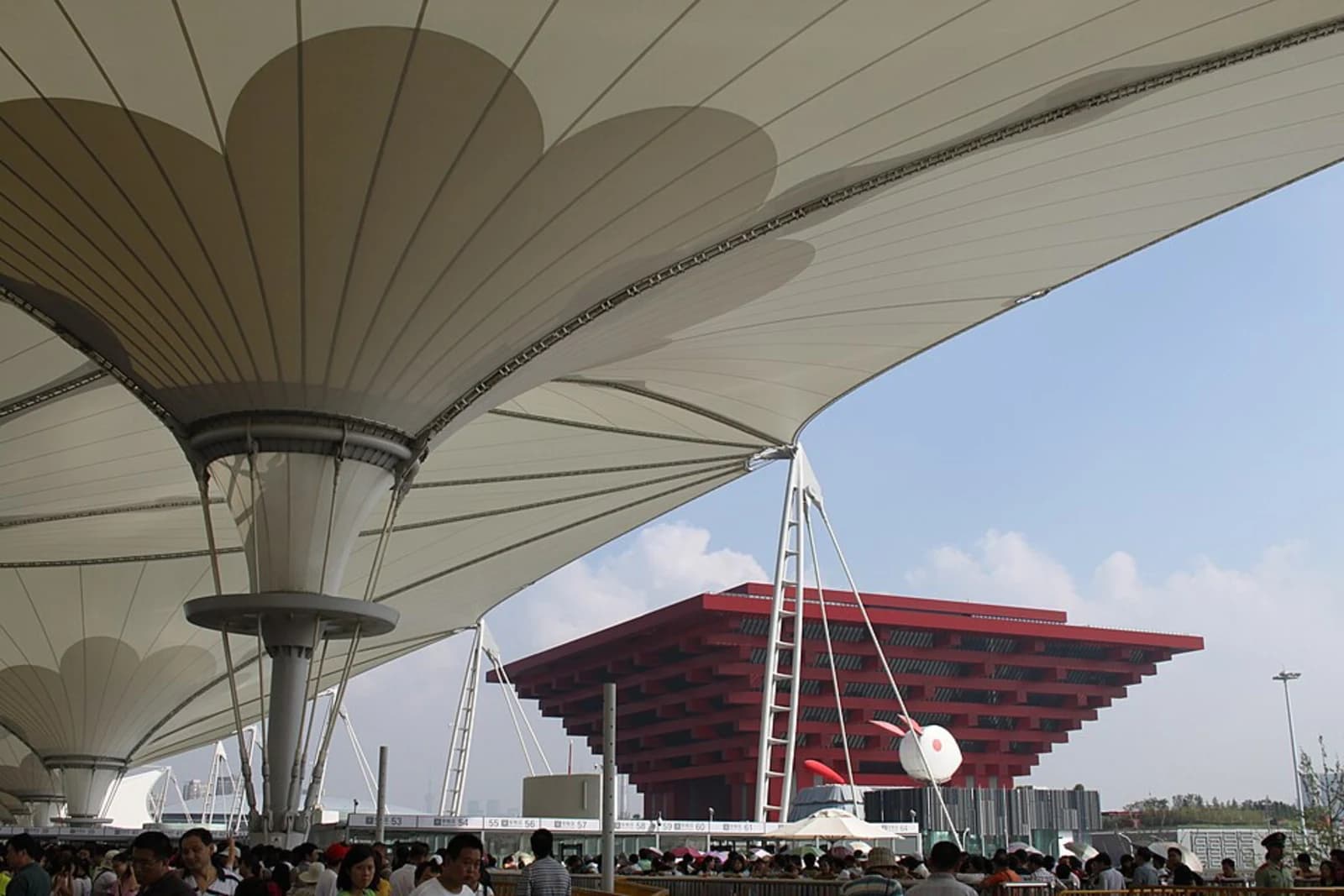 The China Pavilion (now China Art Palace) at the 2010 Shanghai World Expo, showing the distinctive red tiered structure