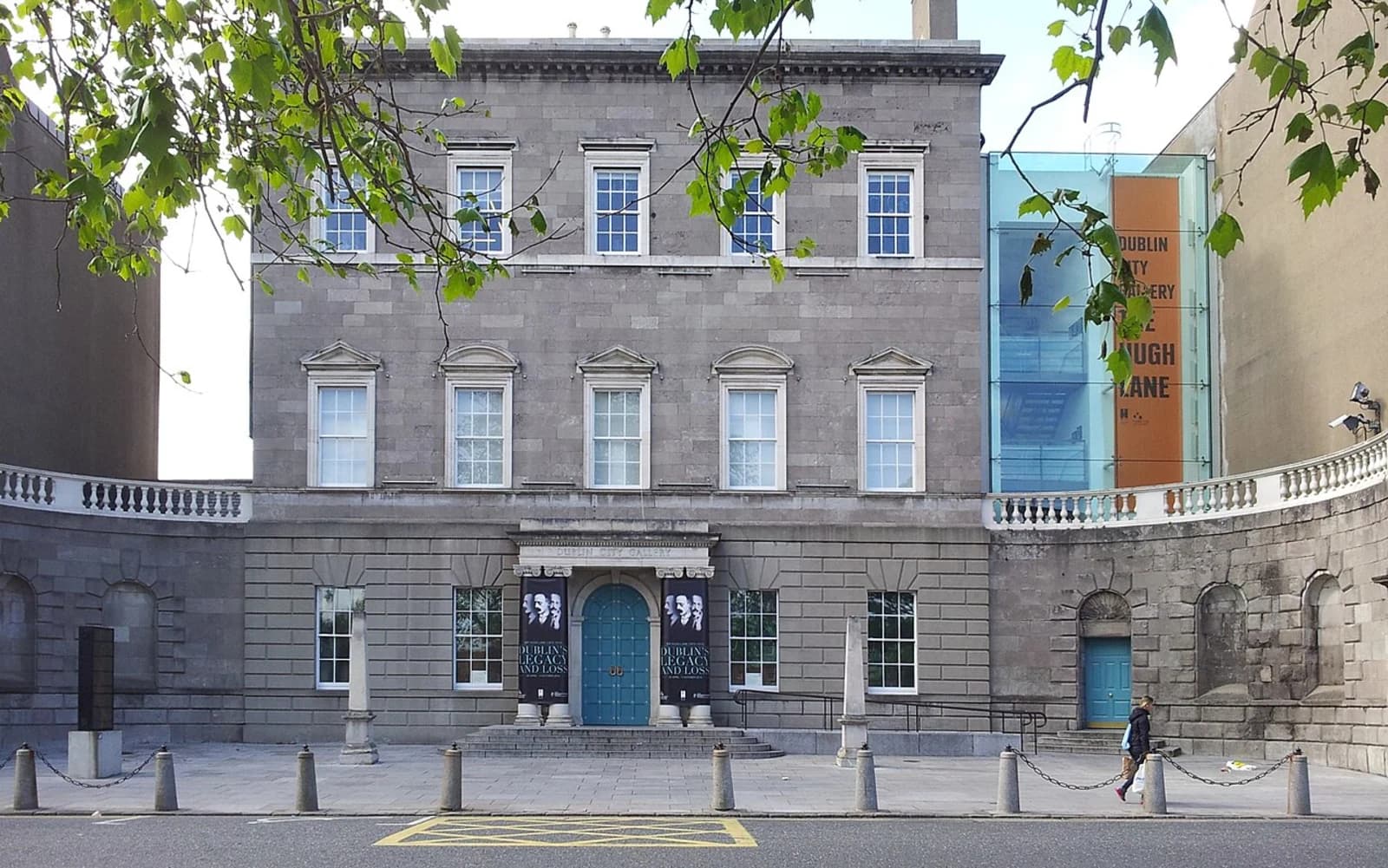 Neoclassical facade of Charlemont House on Parnell Square, Dublin, housing the Hugh Lane Gallery