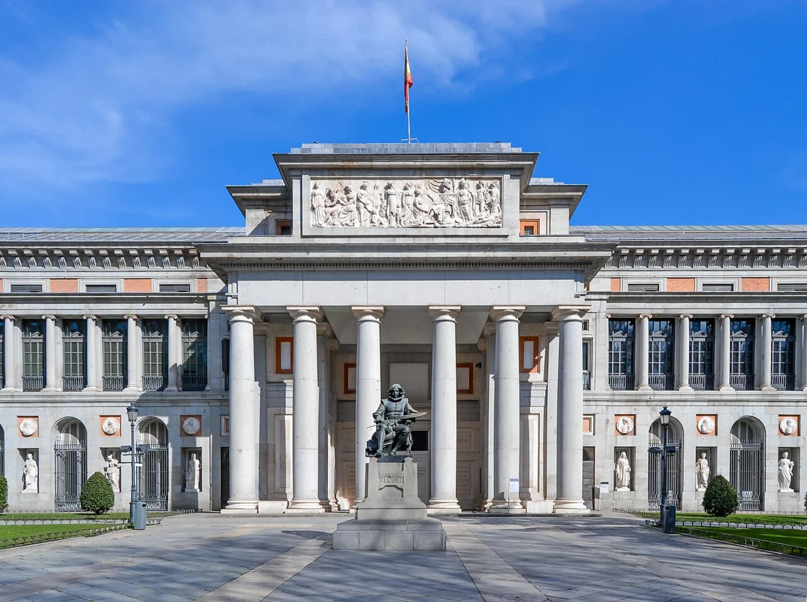 The neoclassical Puerta de Velazquez portico of the Museo Nacional del Prado in Madrid