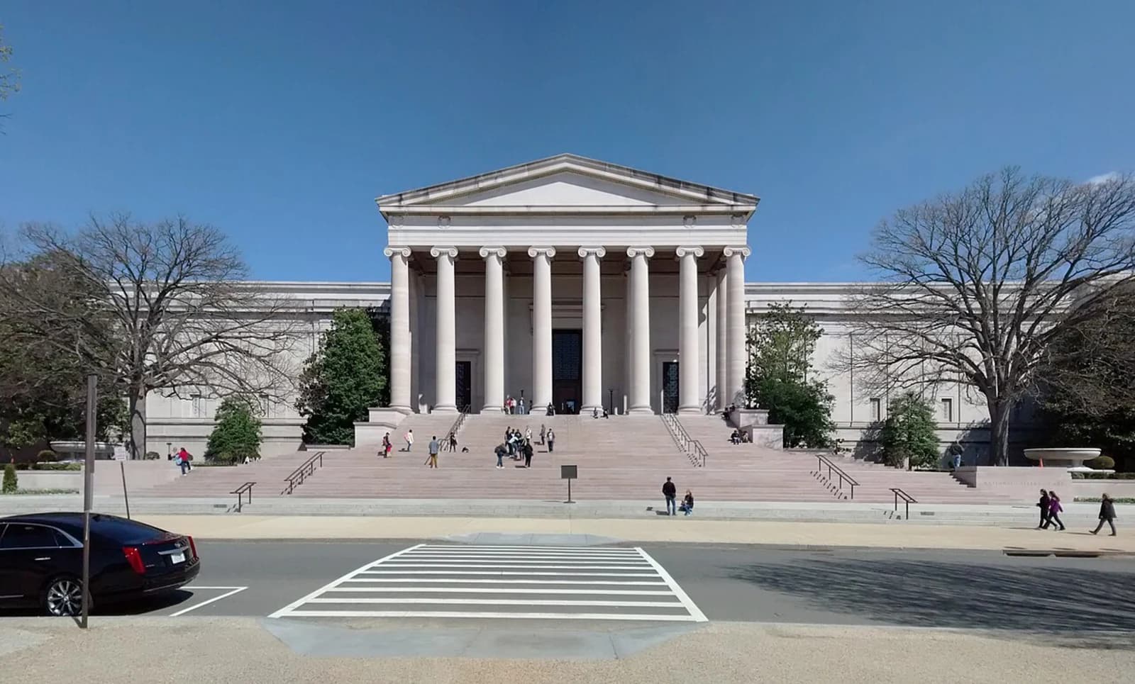 The neoclassical West Building of the National Gallery of Art on the National Mall in Washington, DC, designed by John Russell Pope and completed in 1941