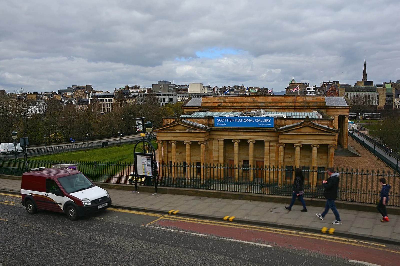 The neoclassical facade of the Scottish National Gallery on The Mound in Edinburgh