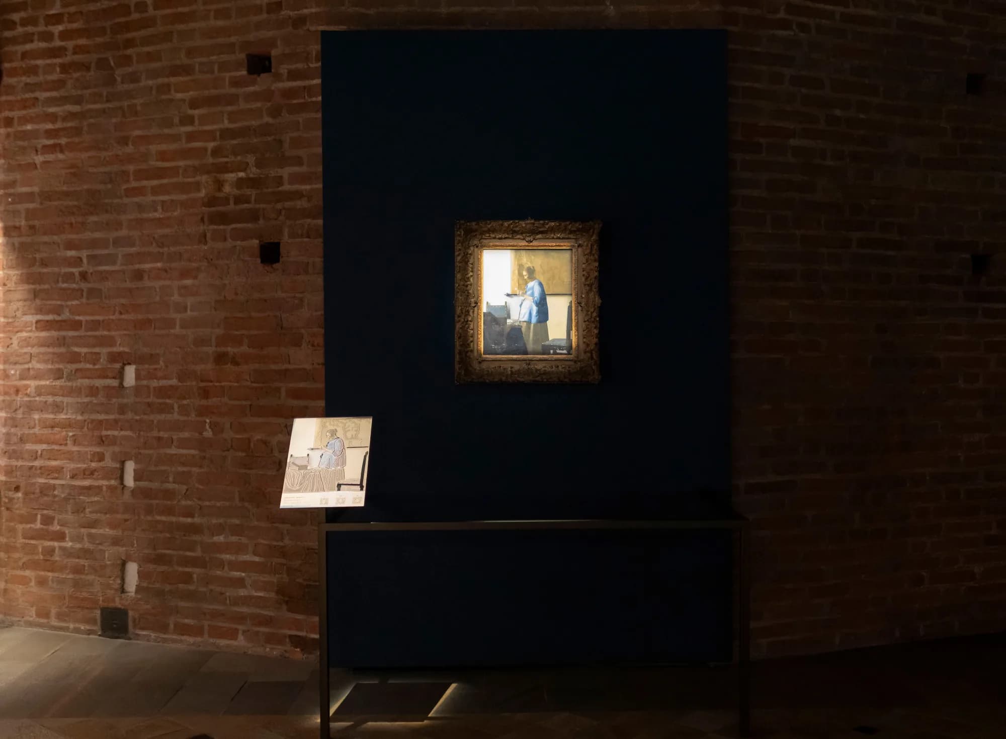 Woman in Blue Reading a Letter by Johannes Vermeer on view at Palazzo Madama, Turin, for the 'Encounter with the Masterpiece: Vermeer' exhibition