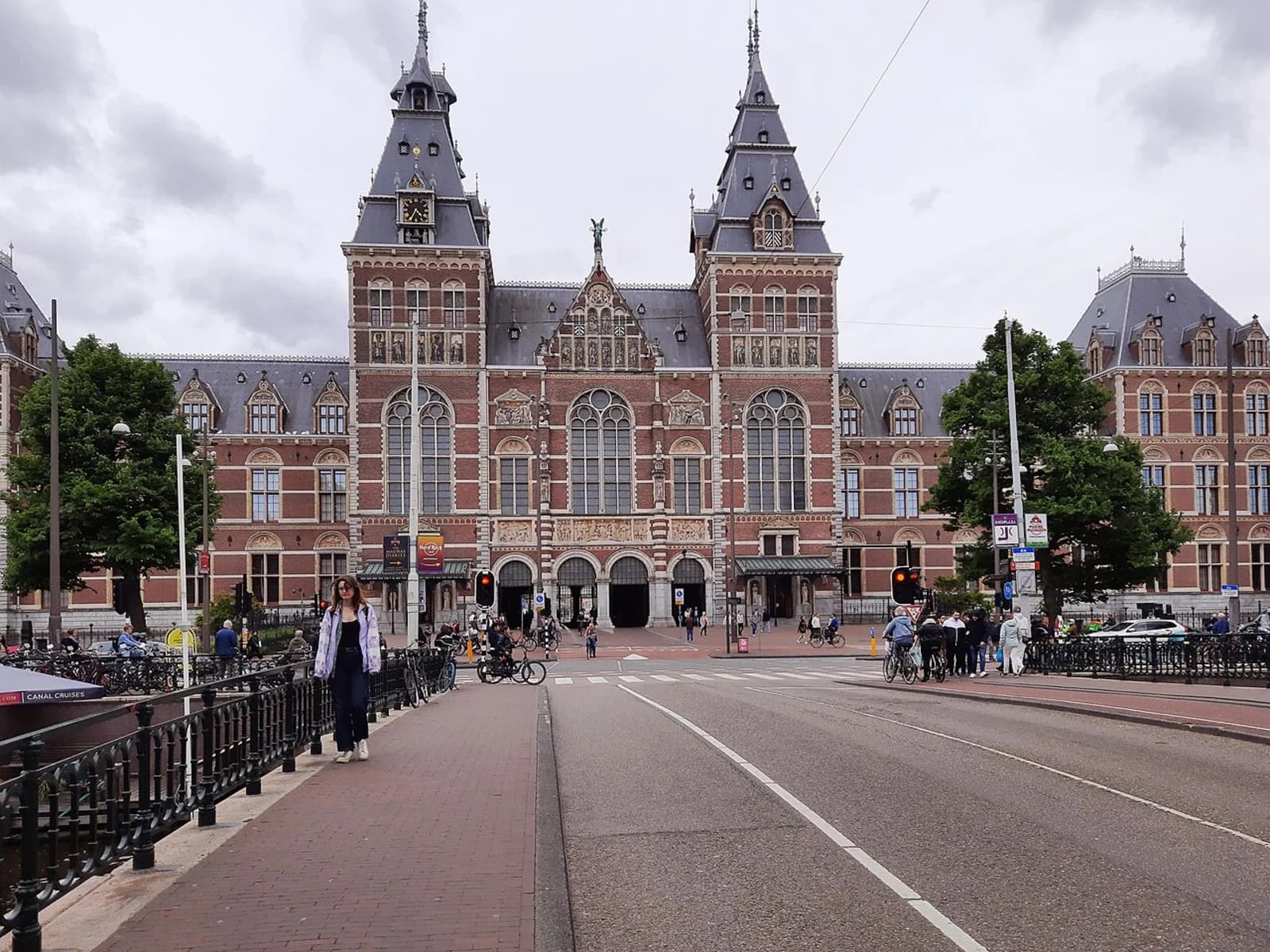 Exterior view of the Rijksmuseum Amsterdam, showing the north facade of the Dutch Renaissance Revival building designed by Pierre Cuypers