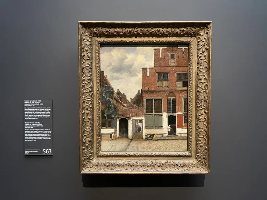 The Little Street in its ornate gilded frame on display at the Rijksmuseum in 2021