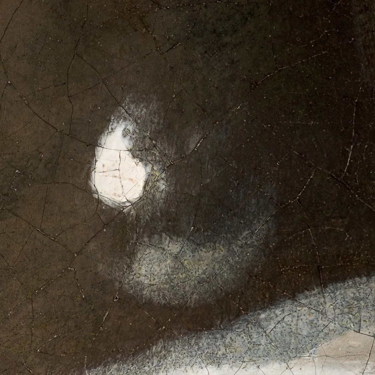Macro detail of the pearl earring in Girl with a Pearl Earring by Johannes Vermeer