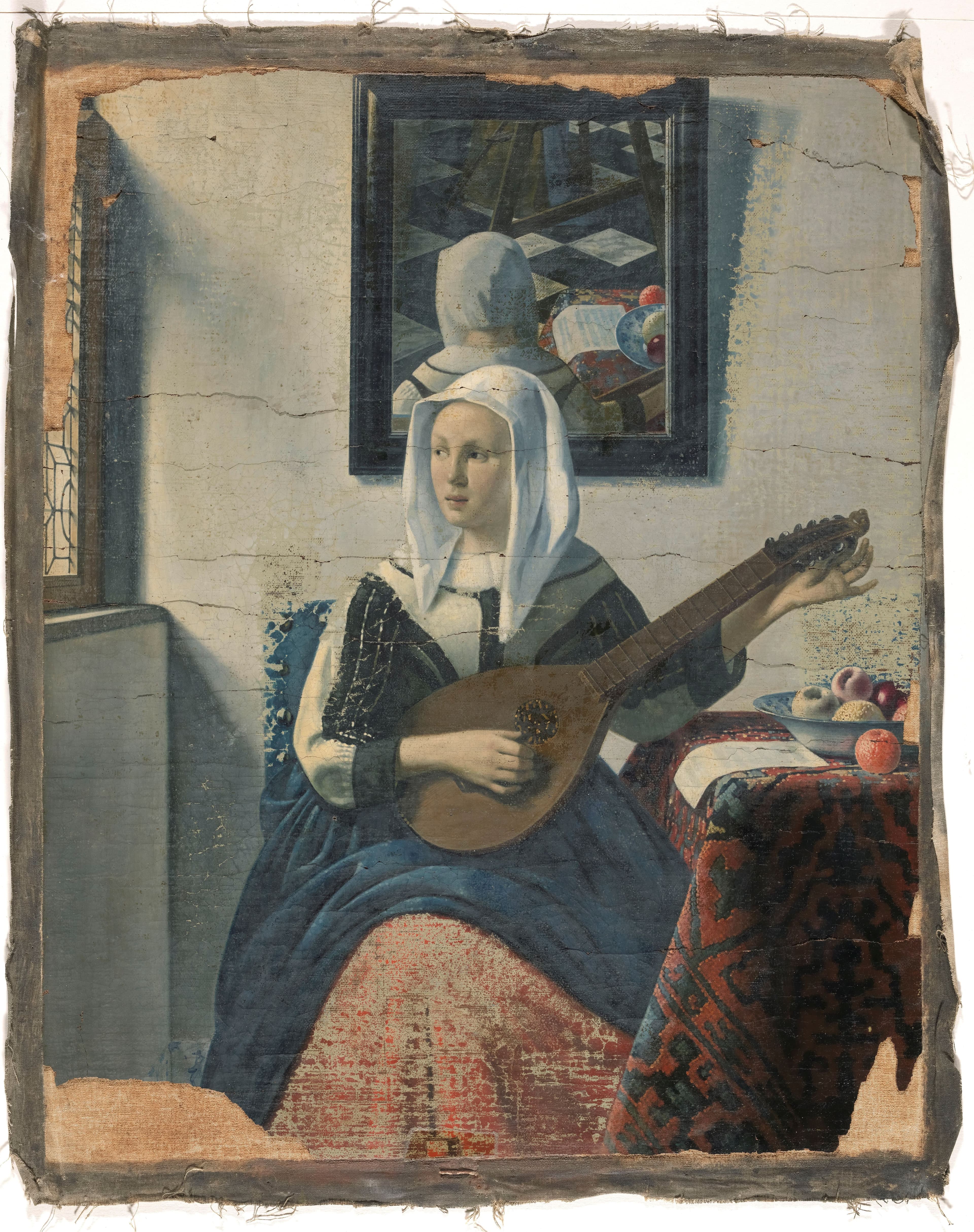Lady Playing Music, a 1935-36 trial-piece forgery by Han van Meegeren after Vermeer's Woman with a Lute