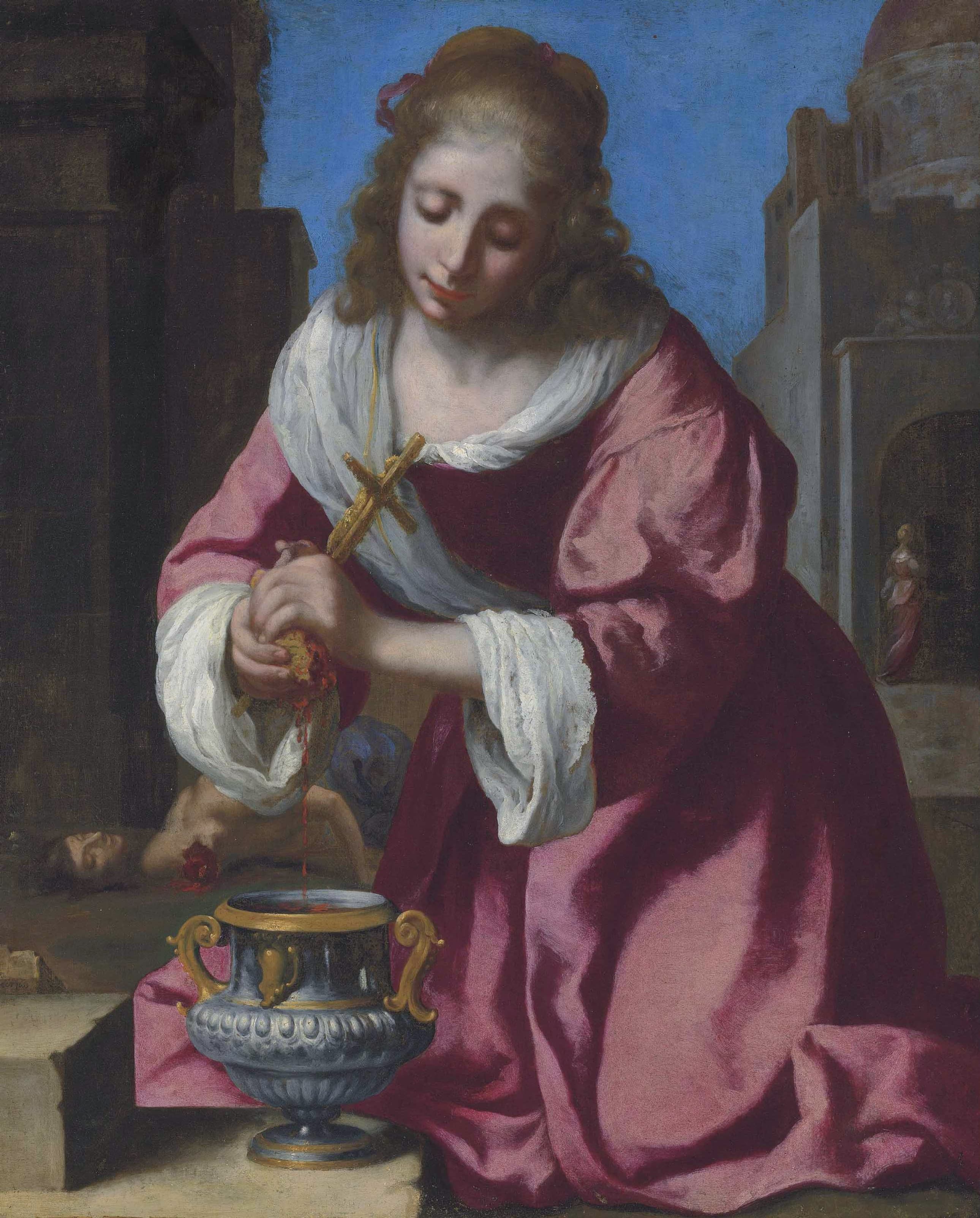 Saint Praxedis attributed to Johannes Vermeer