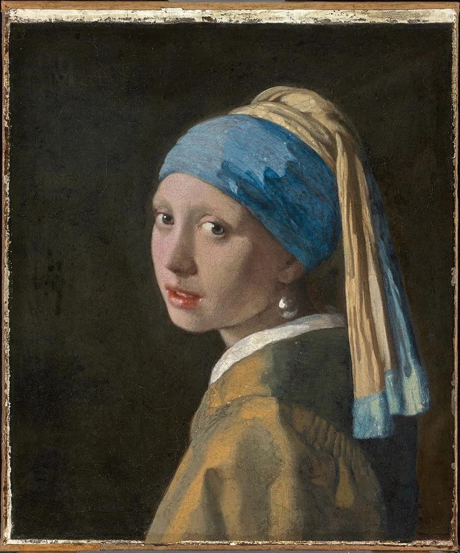 A polarised-light photograph of the whole painting, in which the dark background shows faint colour variation