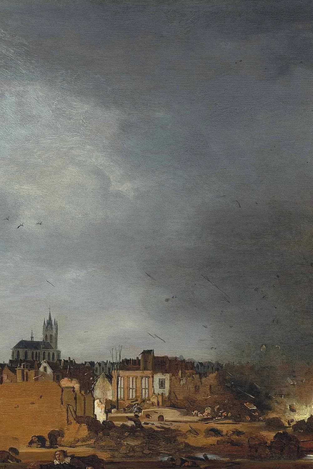 Delft in ruins after the gunpowder explosion of 1654, painted by Egbert van der Poel