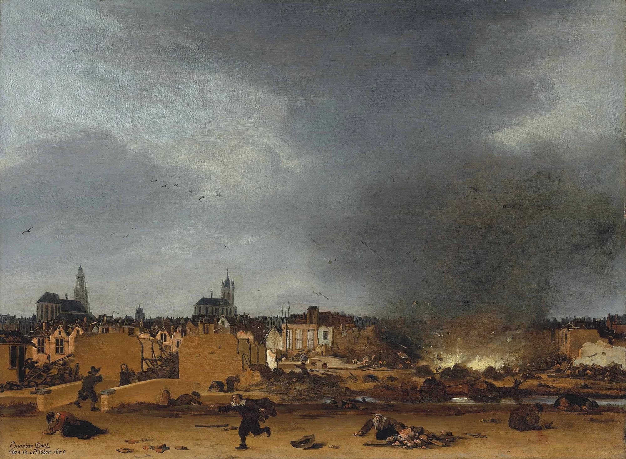 A View of Delft after the Explosion of 1654 by Egbert van der Poel